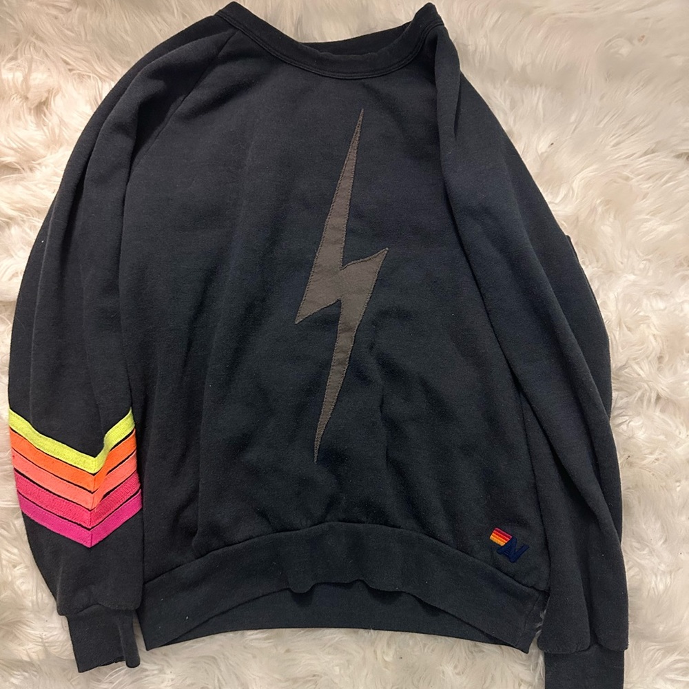 Charcoal, aviator nation, Chevron sleeve, crewneck